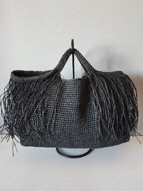 Crochet Raffia Beach Bag "EUC"